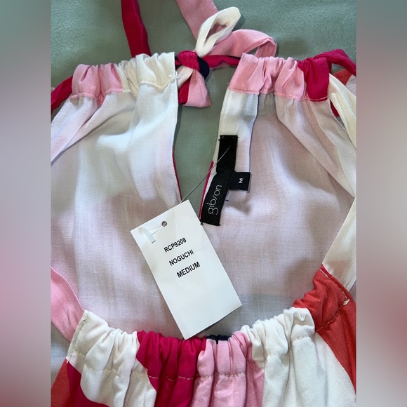 NWT Nordstrom Gibson belted halter romper, bright geometric print Sz M(8/10) - Picture 8 of 14
